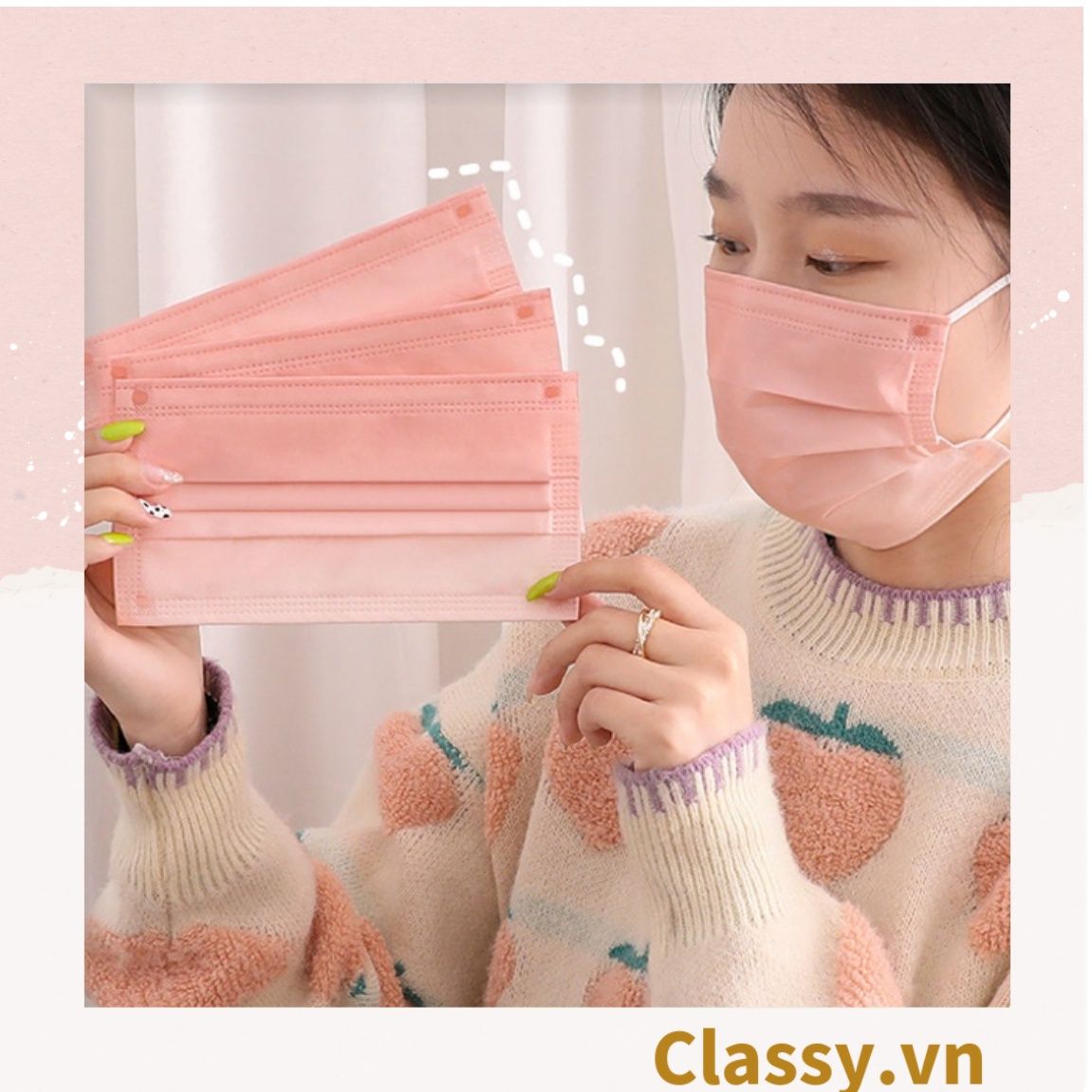  [GIAO HÀNG 7-25 NGÀY]  Combo 500 chiếc khẩu trang Classy màu loang tông hồng, giúp kháng khuẩn PK1387 