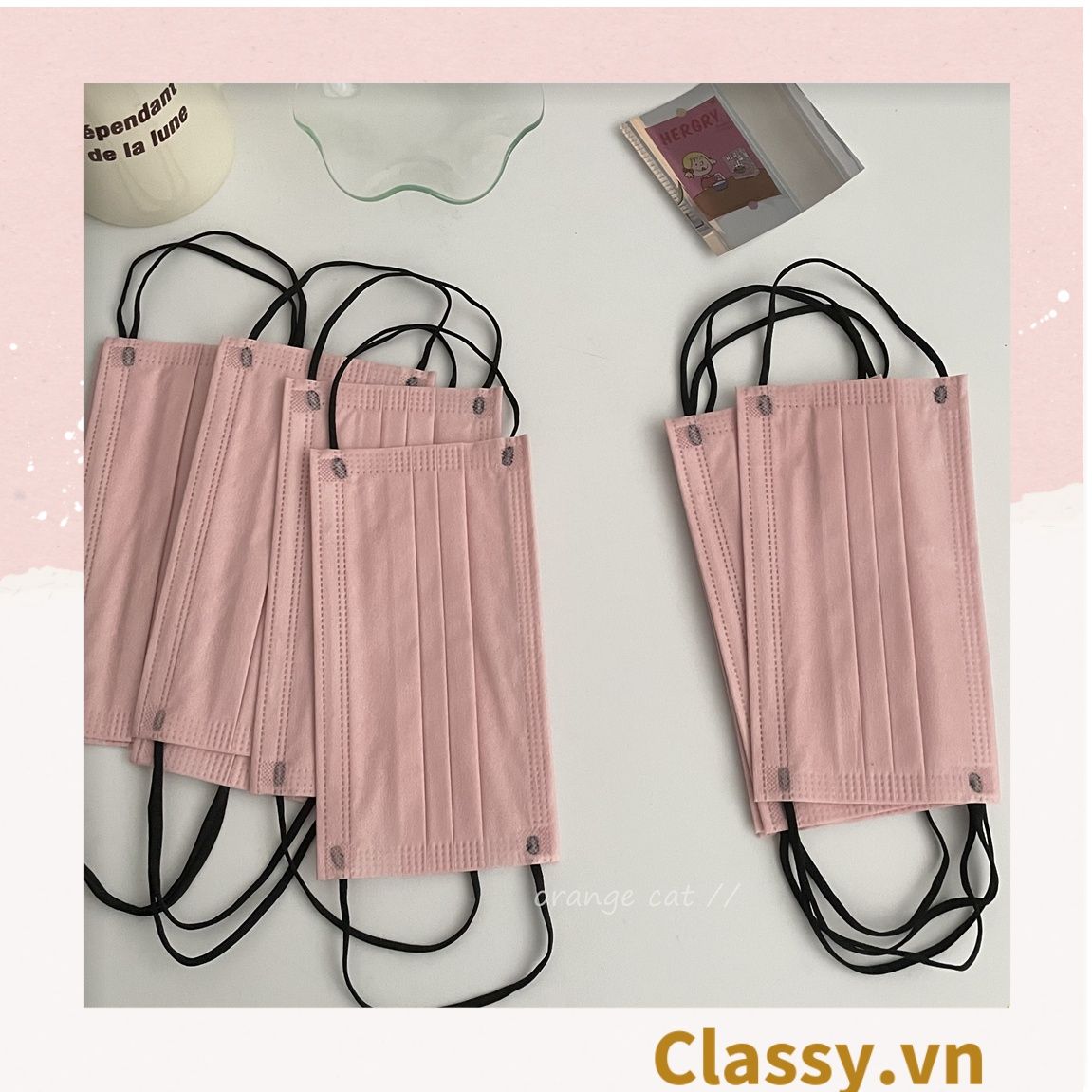  [GIAO HÀNG 7-25 NGÀY]  Combo 500 chiếc khẩu trang Classy màu loang tông hồng, giúp kháng khuẩn PK1387 
