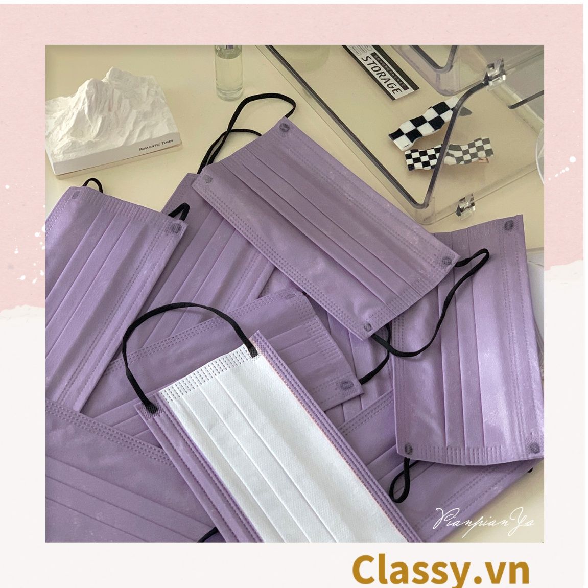  [GIAO HÀNG 7-25 NGÀY]  Combo 500 chiếc khẩu trang Classy màu loang tông hồng, giúp kháng khuẩn PK1387 