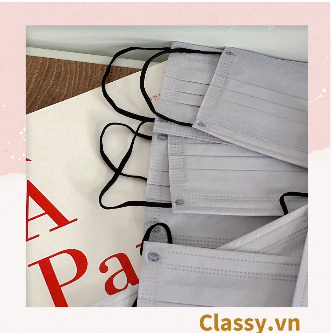  [GIAO HÀNG 7-25 NGÀY]  Combo 500 chiếc khẩu trang Classy màu loang tông hồng, giúp kháng khuẩn PK1387 