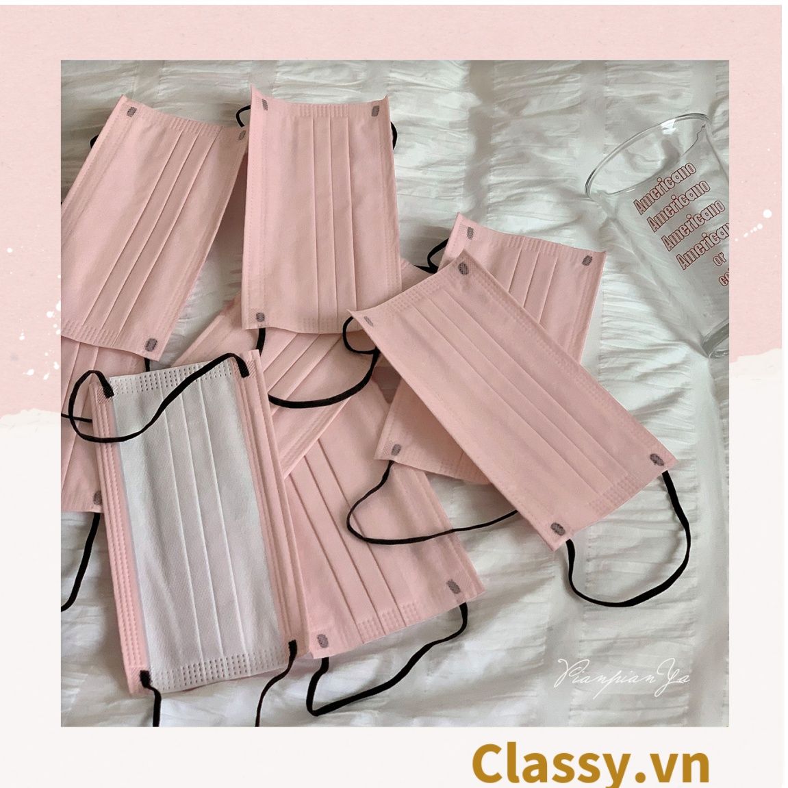  [GIAO HÀNG 7-25 NGÀY]  Combo 500 chiếc khẩu trang Classy màu loang tông hồng, giúp kháng khuẩn PK1387 