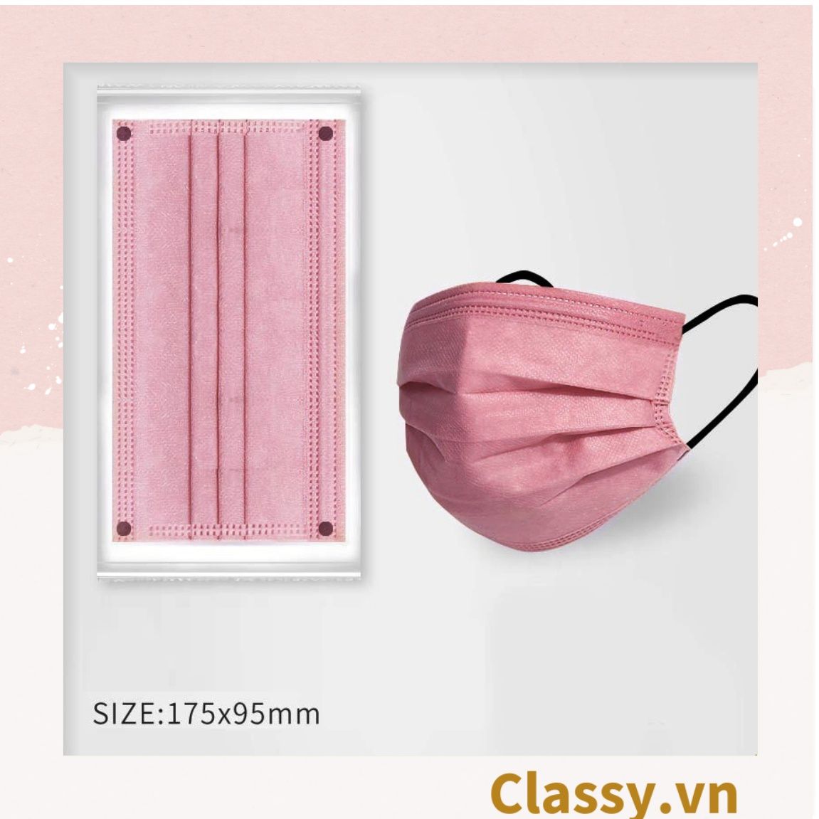  [GIAO HÀNG 7-25 NGÀY]  Combo 500 chiếc khẩu trang Classy màu loang tông hồng, giúp kháng khuẩn PK1387 