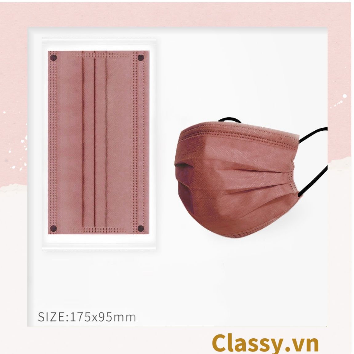 [GIAO HÀNG 7-25 NGÀY]  Combo 500 chiếc khẩu trang Classy màu loang tông hồng, giúp kháng khuẩn PK1387 