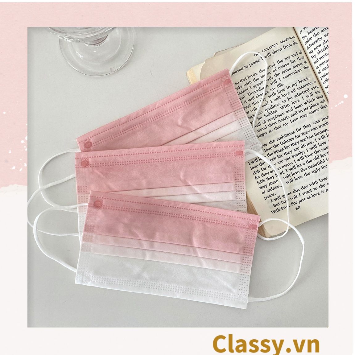  [GIAO HÀNG 7-25 NGÀY]  Combo 500 chiếc khẩu trang Classy màu loang tông hồng, giúp kháng khuẩn PK1387 