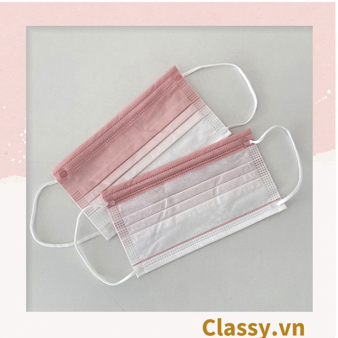  [GIAO HÀNG 7-25 NGÀY]  Combo 500 chiếc khẩu trang Classy màu loang tông hồng, giúp kháng khuẩn PK1387 