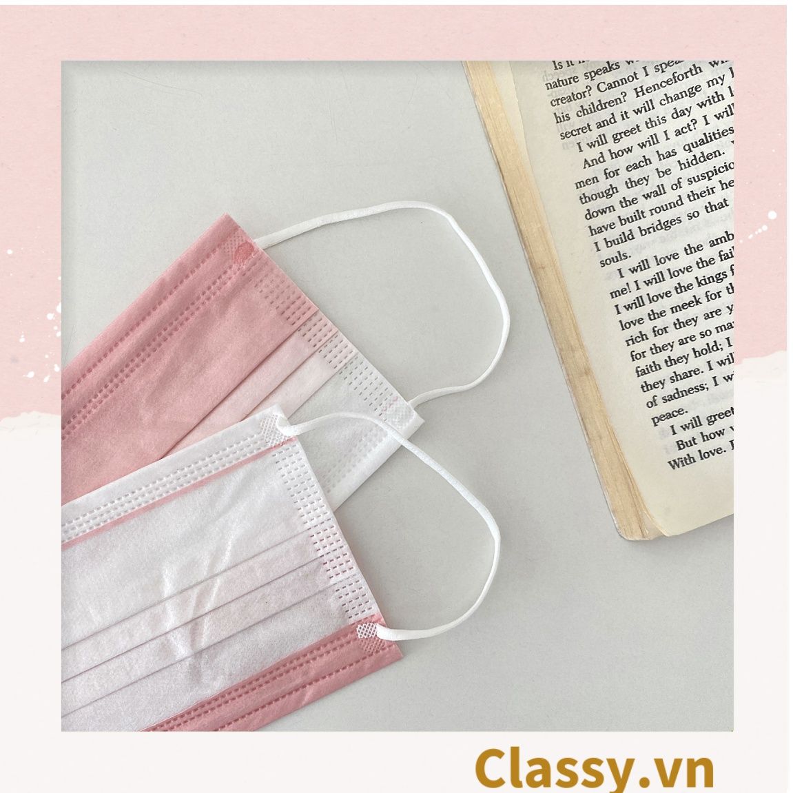  [GIAO HÀNG 7-25 NGÀY]  Combo 500 chiếc khẩu trang Classy màu loang tông hồng, giúp kháng khuẩn PK1387 