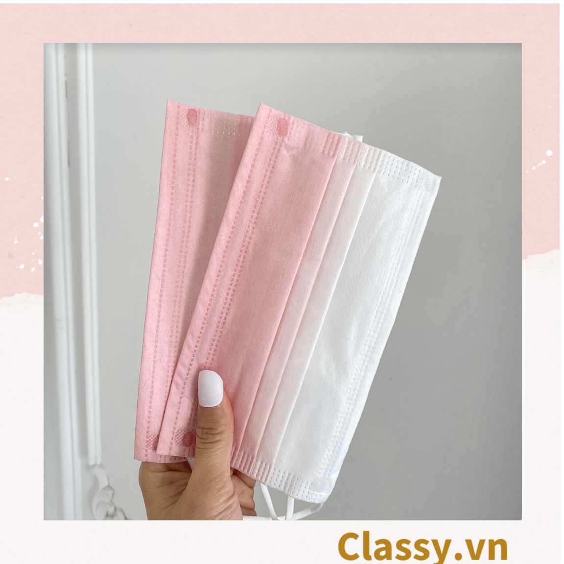  [GIAO HÀNG 7-25 NGÀY]  Combo 500 chiếc khẩu trang Classy màu loang tông hồng, giúp kháng khuẩn PK1387 