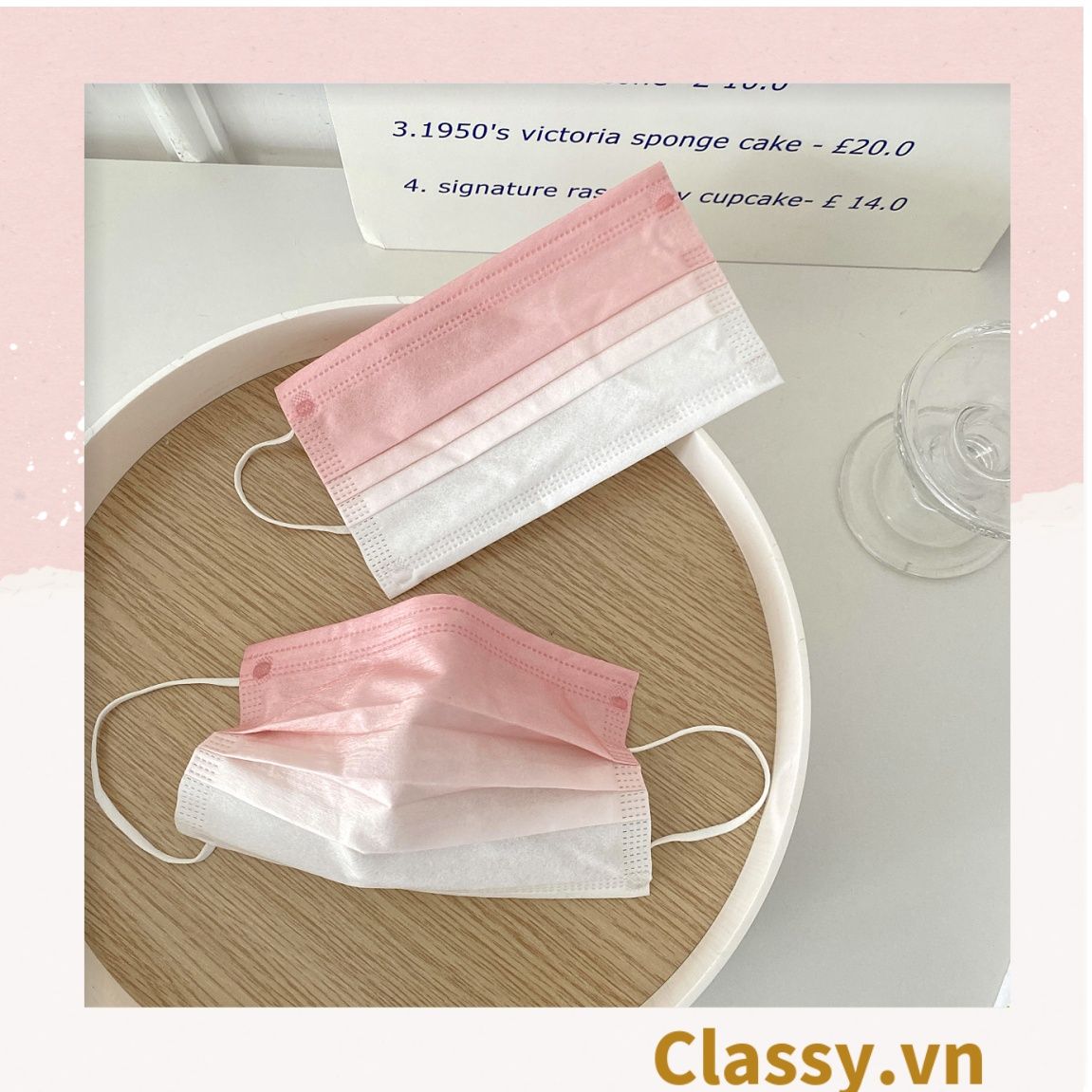  [GIAO HÀNG 7-25 NGÀY]  Combo 500 chiếc khẩu trang Classy màu loang tông hồng, giúp kháng khuẩn PK1387 