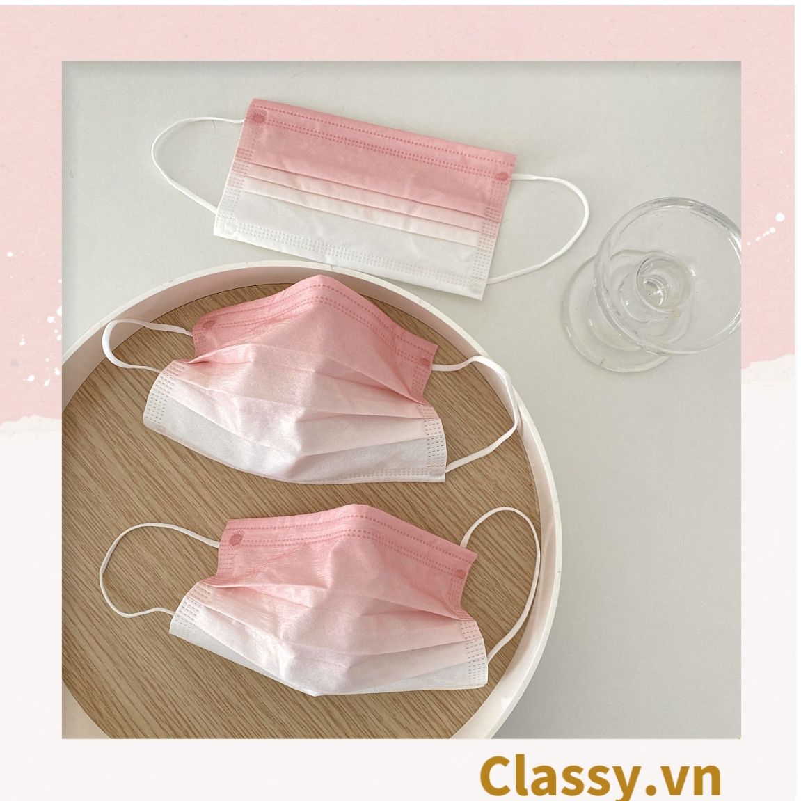  [GIAO HÀNG 7-25 NGÀY]  Combo 500 chiếc khẩu trang Classy màu loang tông hồng, giúp kháng khuẩn PK1387 
