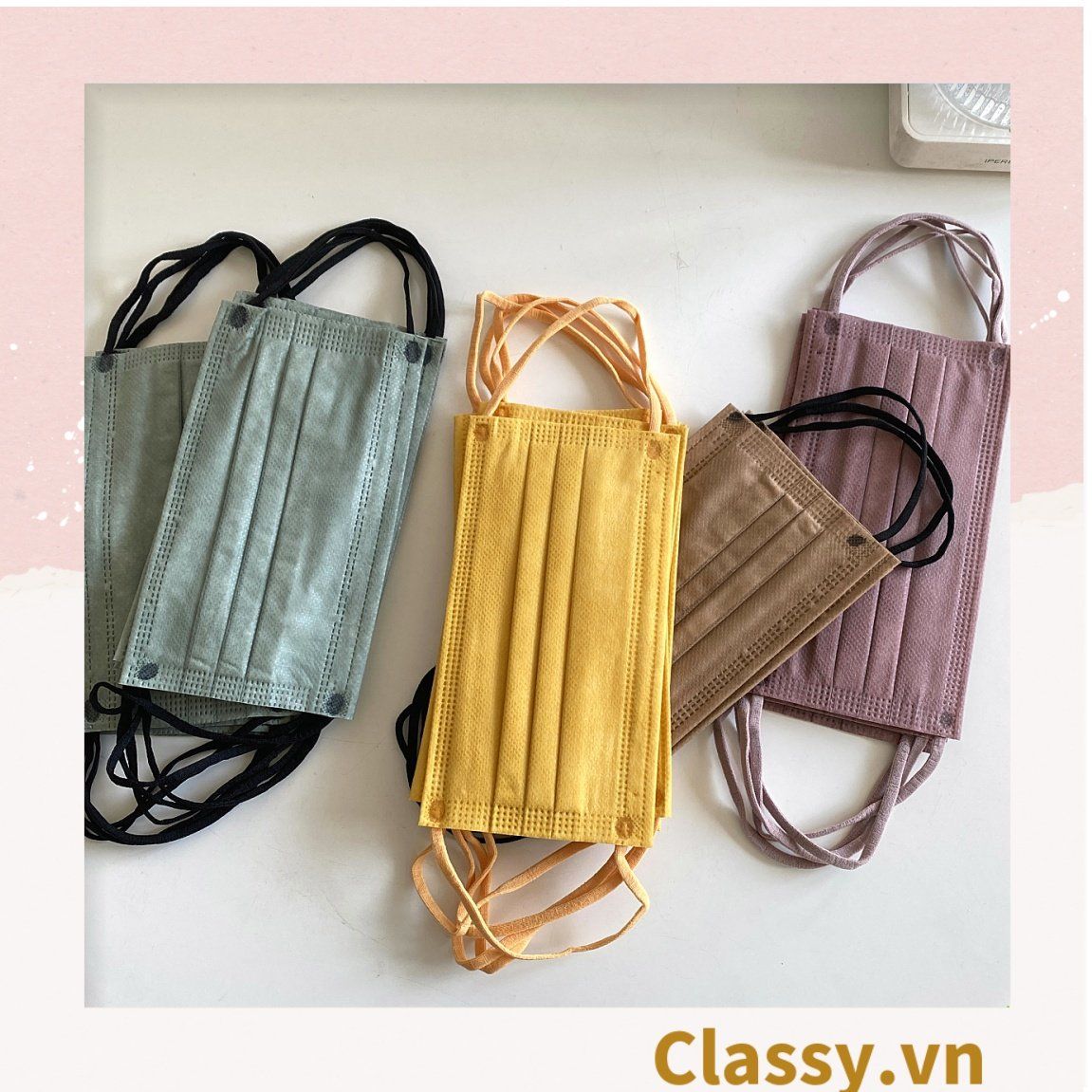  [GIAO HÀNG 7-25 NGÀY]  Combo 500 chiếc khẩu trang Classy màu loang tông hồng, giúp kháng khuẩn PK1387 
