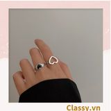  Classy Nhẫn hở kim loại họa tiết trái tim đầy sang trọng PK1394 