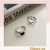  Classy Nhẫn hở kim loại họa tiết trái tim đầy sang trọng PK1394 