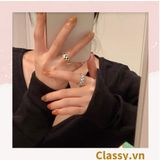  Nhẫn hở họa tiết bàn cờ phối xanh và đen độc đáo PK1395 