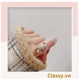  Nhẫn hở bọc vải nhung họa tiết gấu và thỏ độc đáo PK1396 
