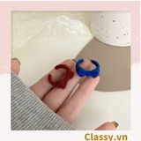  Nhẫn hở bọc vải nhung họa tiết gấu và thỏ độc đáo PK1396 