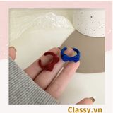  Classy Nhẫn hở bọc vải nhung họa tiết gấu và thỏ độc đáo PK1396 