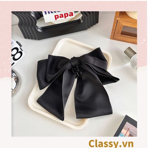  Dây cột tóc nơ đen hai lớp tạo nét nữ tính cho nàng PK1398 