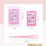  Thẻ đeo bảng tên dọc, nhựa trong suốt cao cấp, dây đeo màu pastel PK1403 