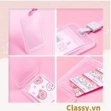  Thẻ đeo bảng tên dọc, nhựa trong suốt cao cấp, dây đeo màu pastel PK1403 