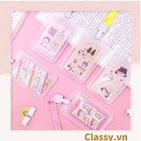  Thẻ đeo bảng tên dọc, nhựa trong suốt cao cấp, dây đeo màu pastel PK1403 