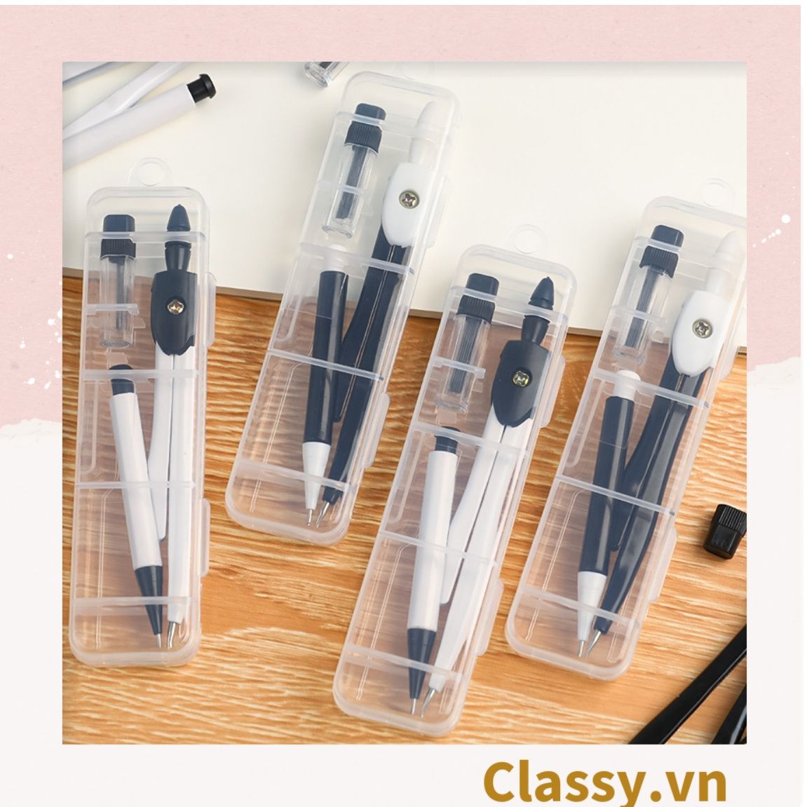  [GIAO HÀNG 7-25 NGÀY]  Classy Bộ comba, đồ dùng vẽ hình tròn bằng thép đi kèm lõi thay tiện lợi PK1409 
