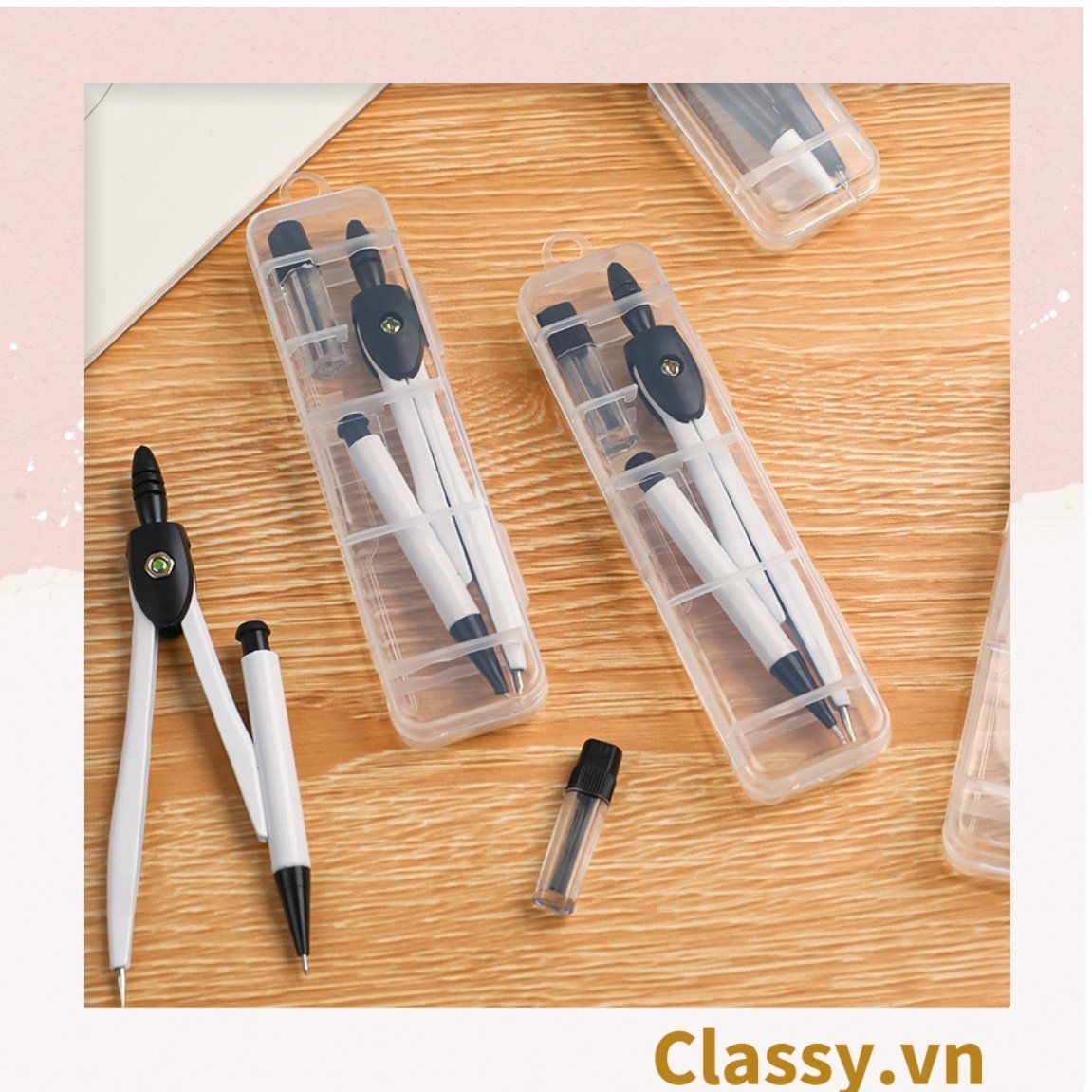  [GIAO HÀNG 7-25 NGÀY]  Classy Bộ comba, đồ dùng vẽ hình tròn bằng thép đi kèm lõi thay tiện lợi PK1409 