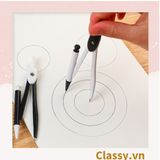  [GIAO HÀNG 7-25 NGÀY]  Classy Bộ comba, đồ dùng vẽ hình tròn bằng thép đi kèm lõi thay tiện lợi PK1409 