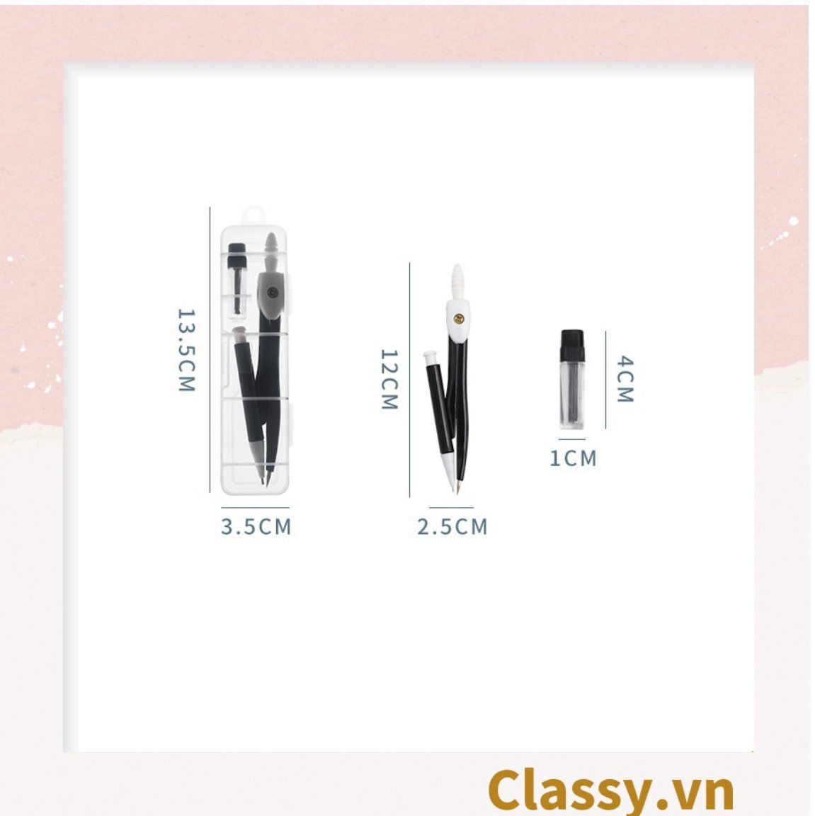  [GIAO HÀNG 7-25 NGÀY]  Classy Bộ comba, đồ dùng vẽ hình tròn bằng thép đi kèm lõi thay tiện lợi PK1409 