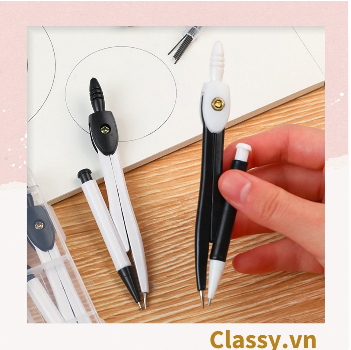  [GIAO HÀNG 7-25 NGÀY]  Classy Bộ comba, đồ dùng vẽ hình tròn bằng thép đi kèm lõi thay tiện lợi PK1409 