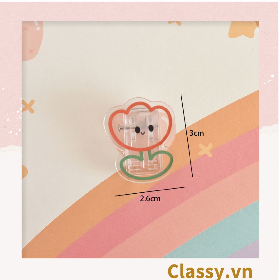  [GIAO HÀNG 7-25 NGÀY]  Classy Kẹp giấy bằng nhựa cứng nhiều họa tiết cute Hàn Quốc PK1414 