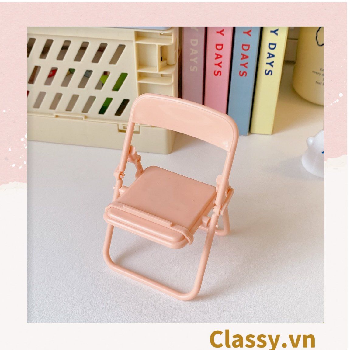  [GIAO HÀNG 7-25 NGÀY]  Classy Giá đỡ điện thoại hình chiếc ghế bằng nhựa chống trơn trượt, nhiều màu pastel PK1419 