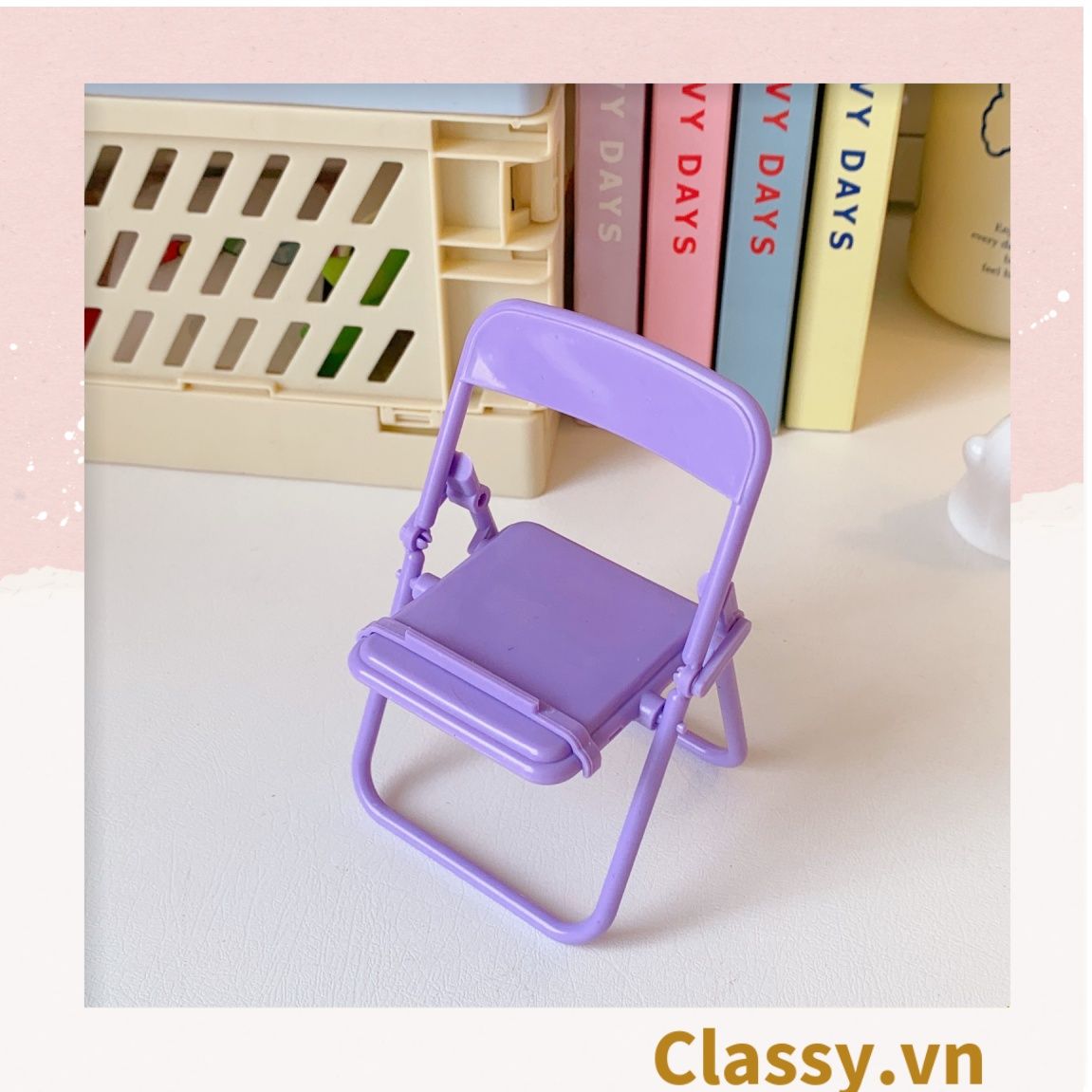 [GIAO HÀNG 7-25 NGÀY]  Classy Giá đỡ điện thoại hình chiếc ghế bằng nhựa chống trơn trượt, nhiều màu pastel PK1419 