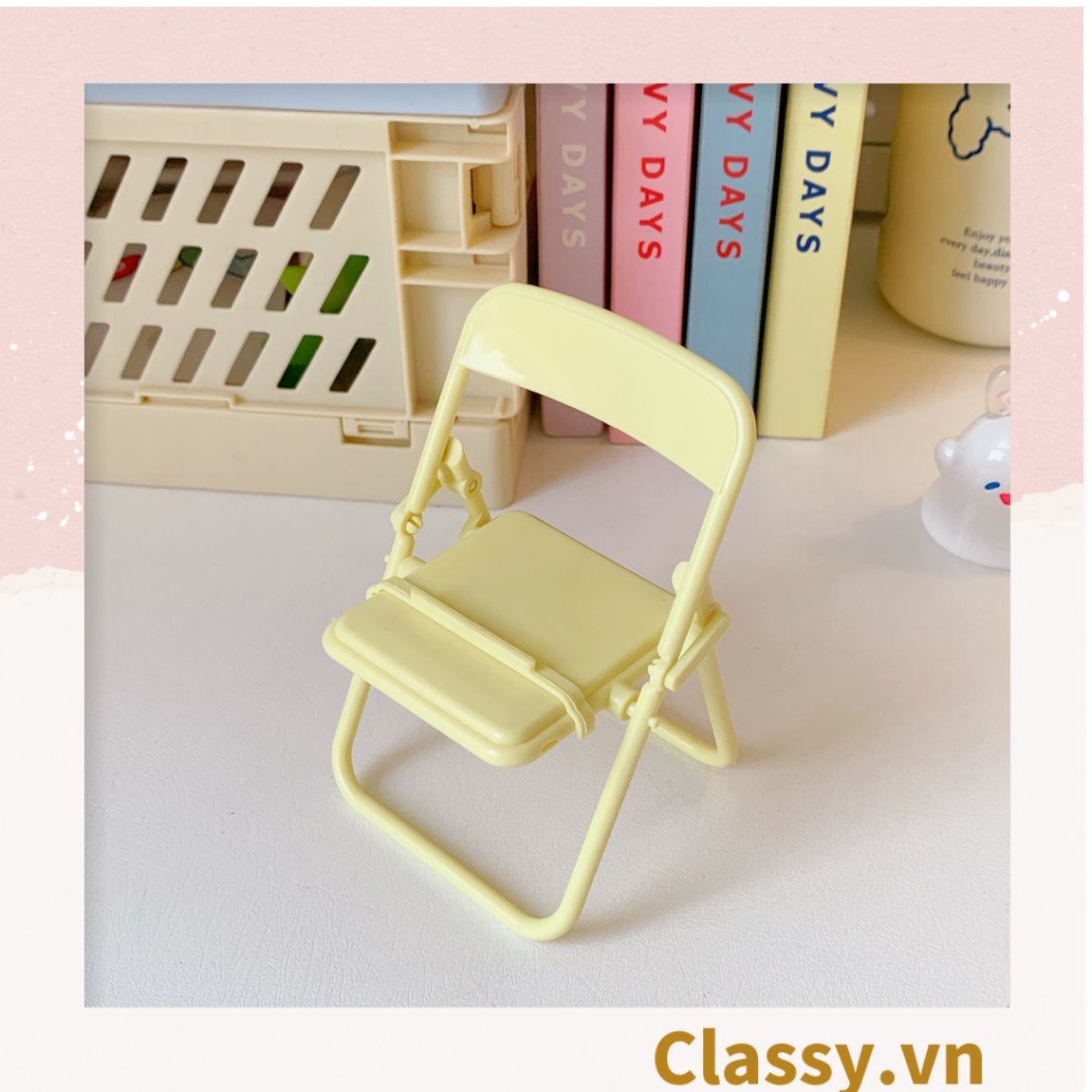  [GIAO HÀNG 7-25 NGÀY]  Classy Giá đỡ điện thoại hình chiếc ghế bằng nhựa chống trơn trượt, nhiều màu pastel PK1419 