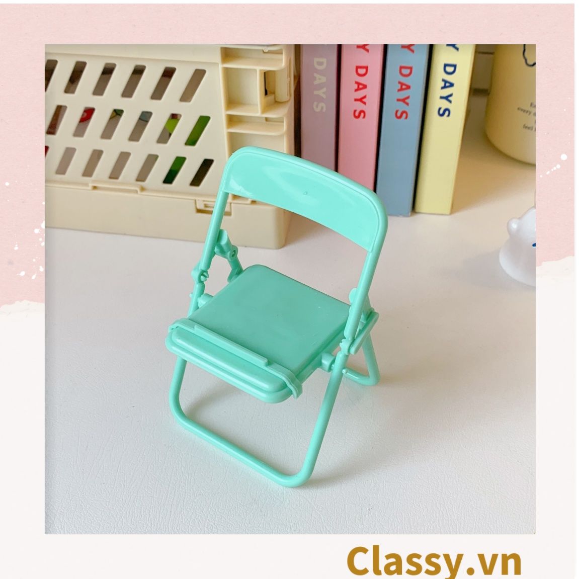  [GIAO HÀNG 7-25 NGÀY]  Classy Giá đỡ điện thoại hình chiếc ghế bằng nhựa chống trơn trượt, nhiều màu pastel PK1419 