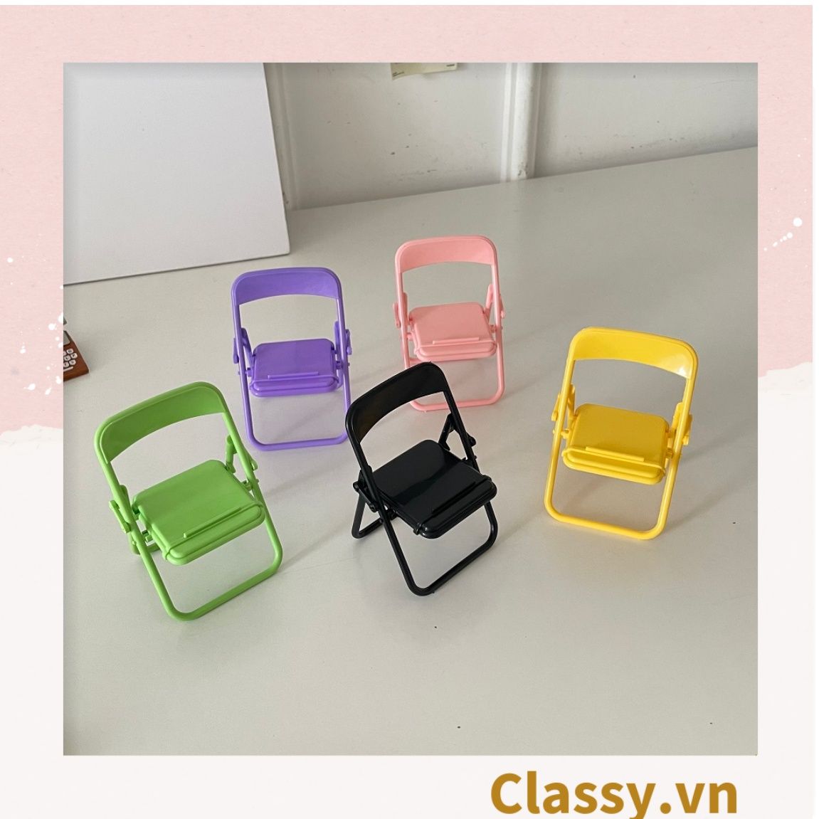  [GIAO HÀNG 7-25 NGÀY]  Classy Giá đỡ điện thoại hình chiếc ghế bằng nhựa chống trơn trượt, nhiều màu pastel PK1419 