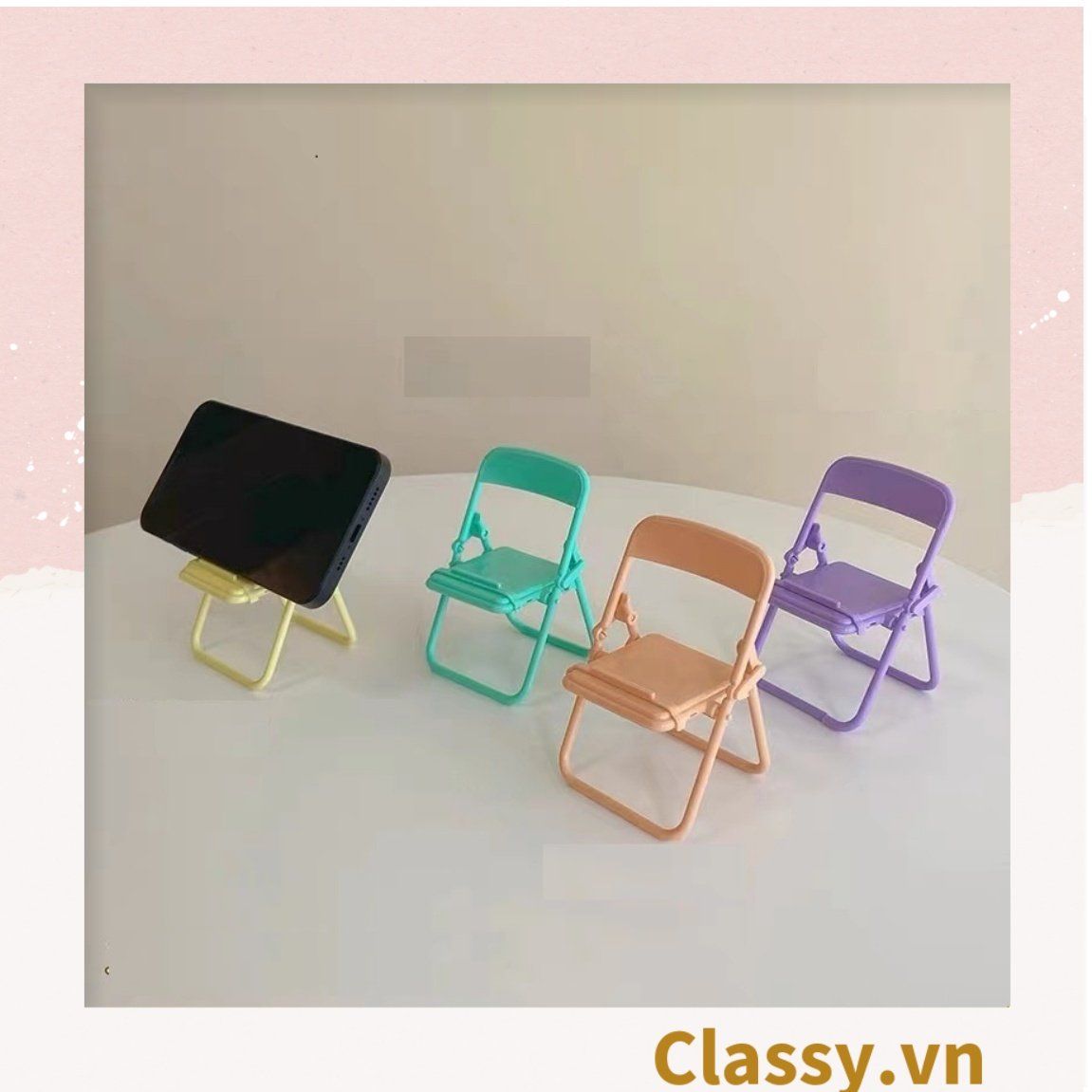  [GIAO HÀNG 7-25 NGÀY]  Classy Giá đỡ điện thoại hình chiếc ghế bằng nhựa chống trơn trượt, nhiều màu pastel PK1419 