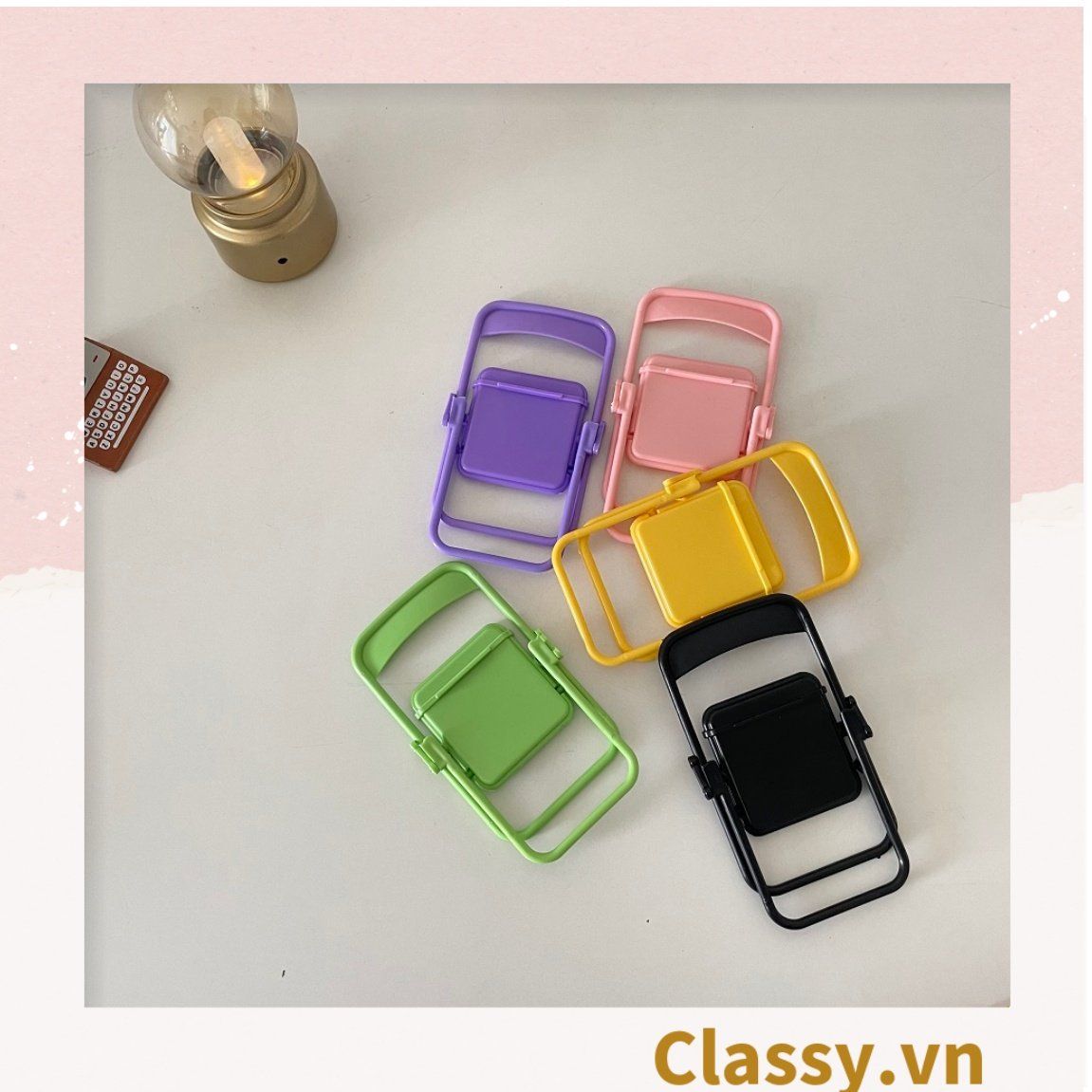  [GIAO HÀNG 7-25 NGÀY]  Classy Giá đỡ điện thoại hình chiếc ghế bằng nhựa chống trơn trượt, nhiều màu pastel PK1419 