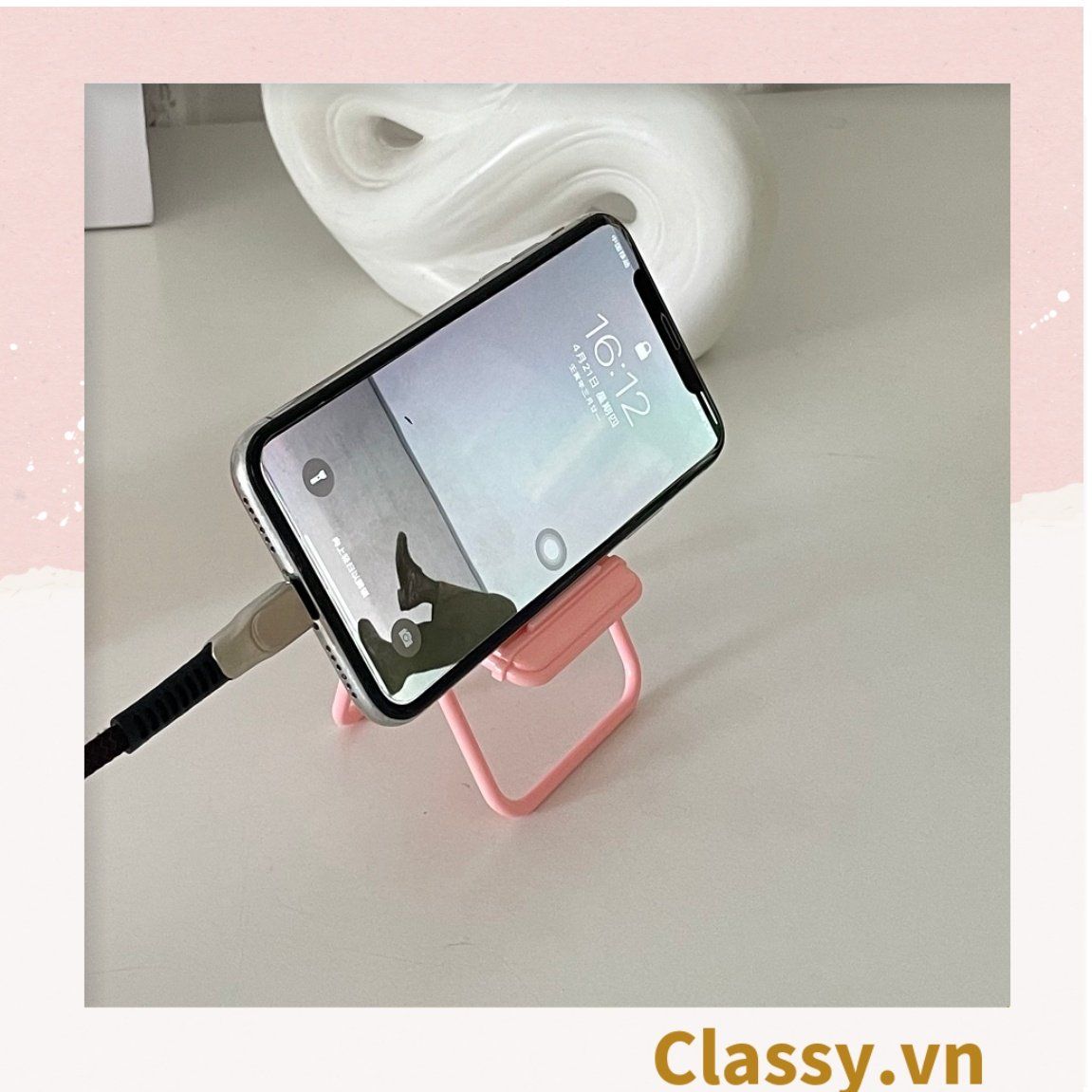  [GIAO HÀNG 7-25 NGÀY]  Classy Giá đỡ điện thoại hình chiếc ghế bằng nhựa chống trơn trượt, nhiều màu pastel PK1419 