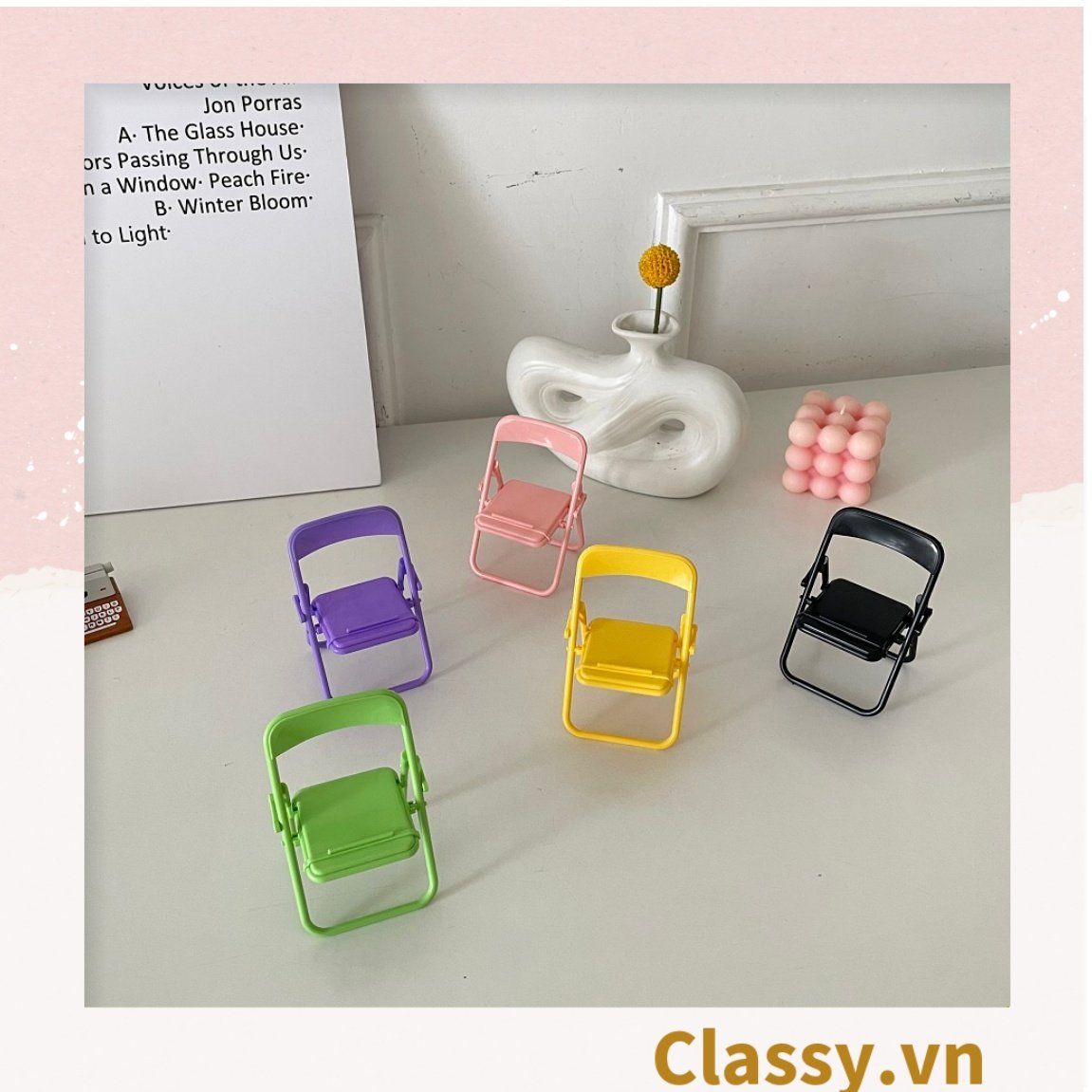  [GIAO HÀNG 7-25 NGÀY]  Classy Giá đỡ điện thoại hình chiếc ghế bằng nhựa chống trơn trượt, nhiều màu pastel PK1419 