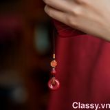  ORDER 7 -25 ngày - Móc khóa phong thủy dài 21 cm hạt chu sa đỏ mang ý nghĩa may mắn gắn chìa khóa, điện thoại, sổ tay PK1420 (ORDER 7-10 NGÀY) 