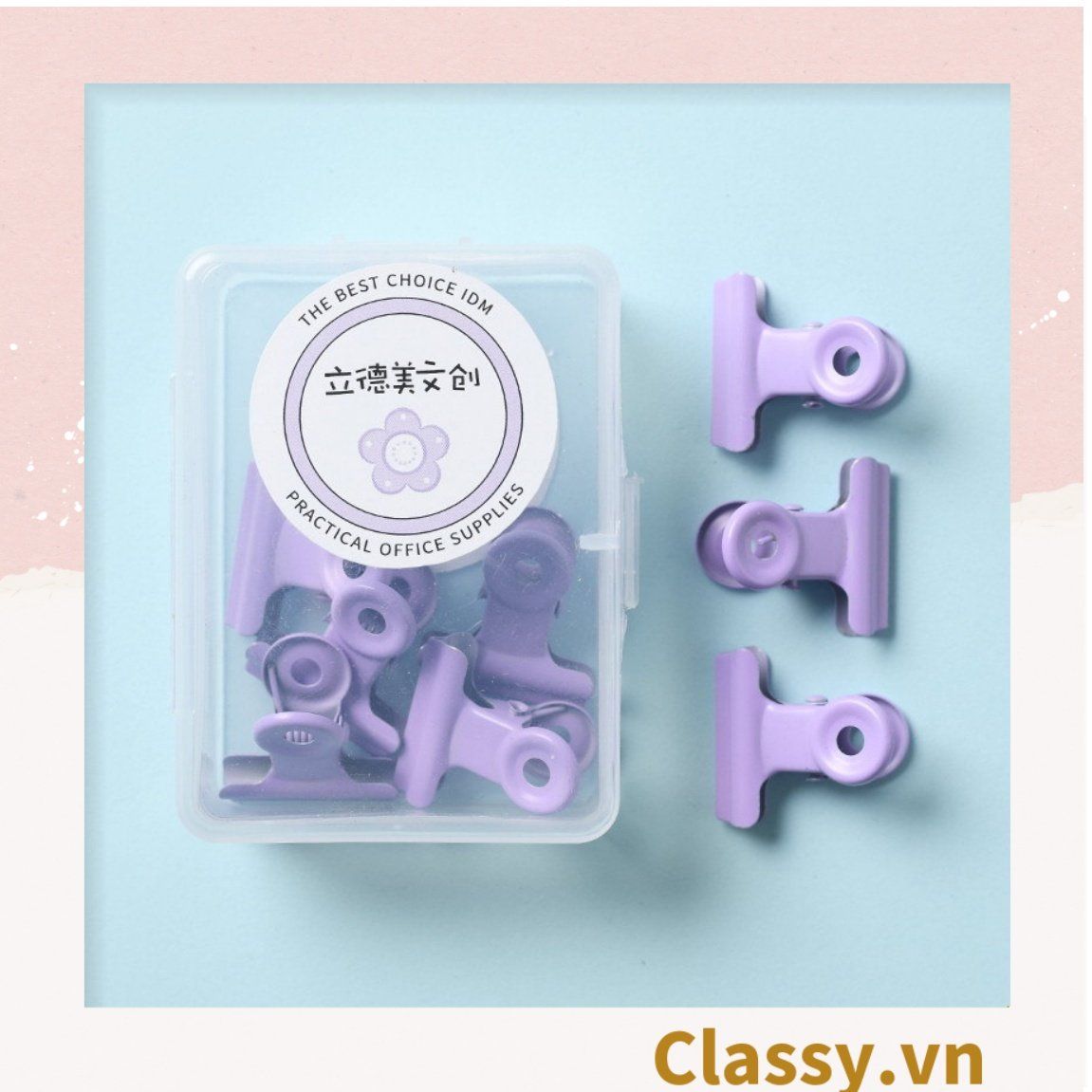  [GIAO HÀNG 7-25 NGÀY]  Classy Hộp kẹp giấy bằng thép không gỉ màu pastel PK1421 