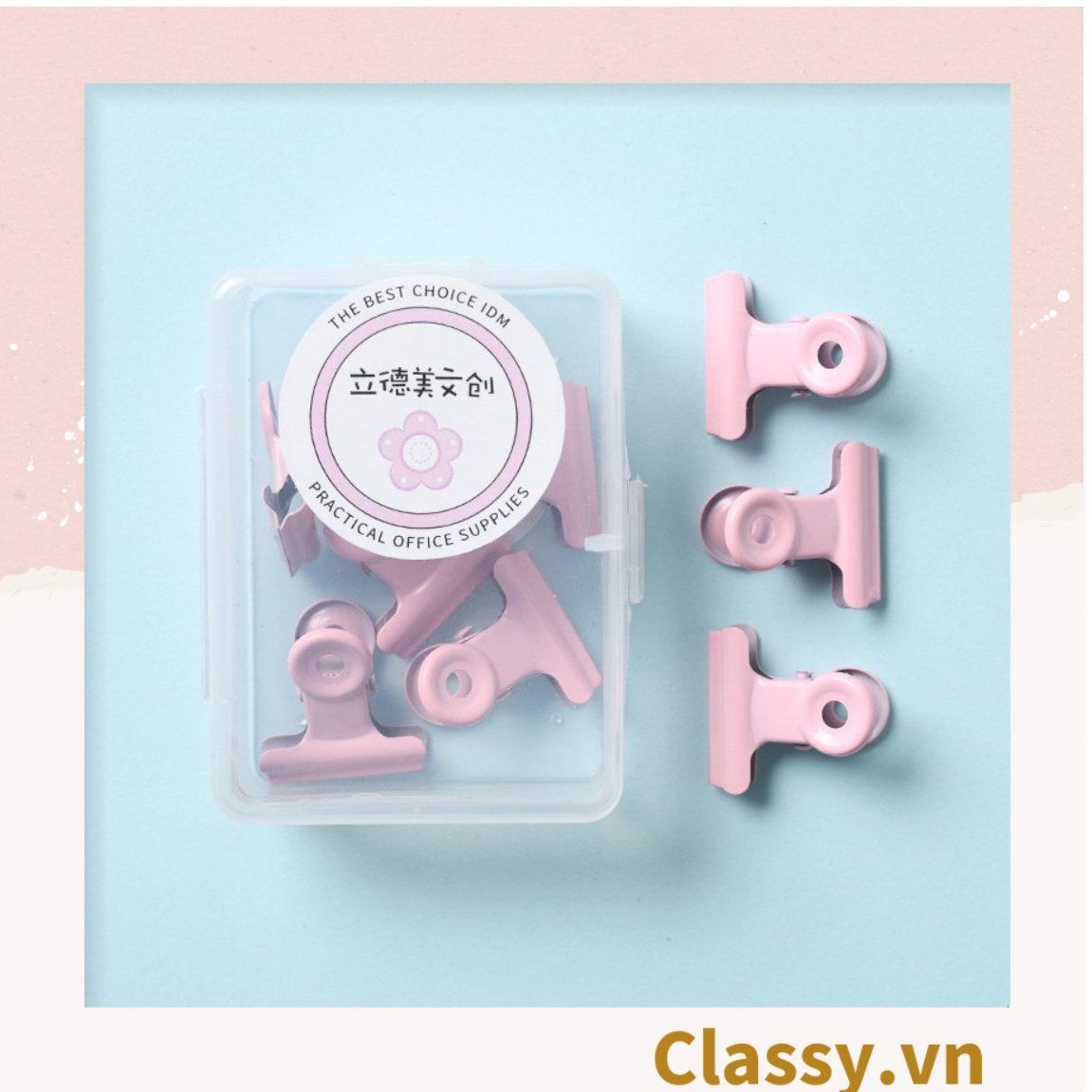  [GIAO HÀNG 7-25 NGÀY]  Classy Hộp kẹp giấy bằng thép không gỉ màu pastel PK1421 