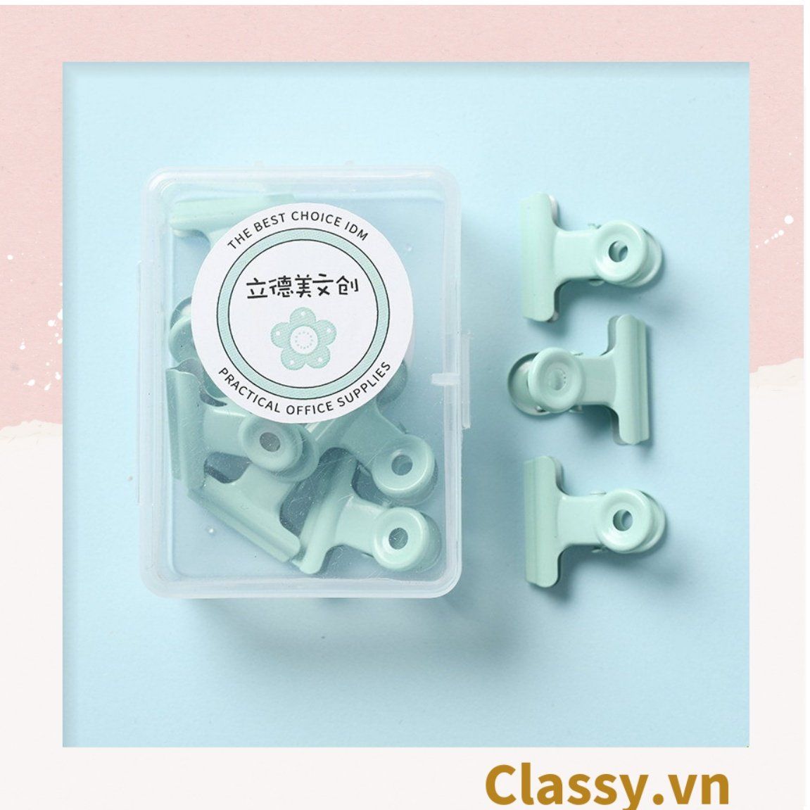  [GIAO HÀNG 7-25 NGÀY]  Classy Hộp kẹp giấy bằng thép không gỉ màu pastel PK1421 