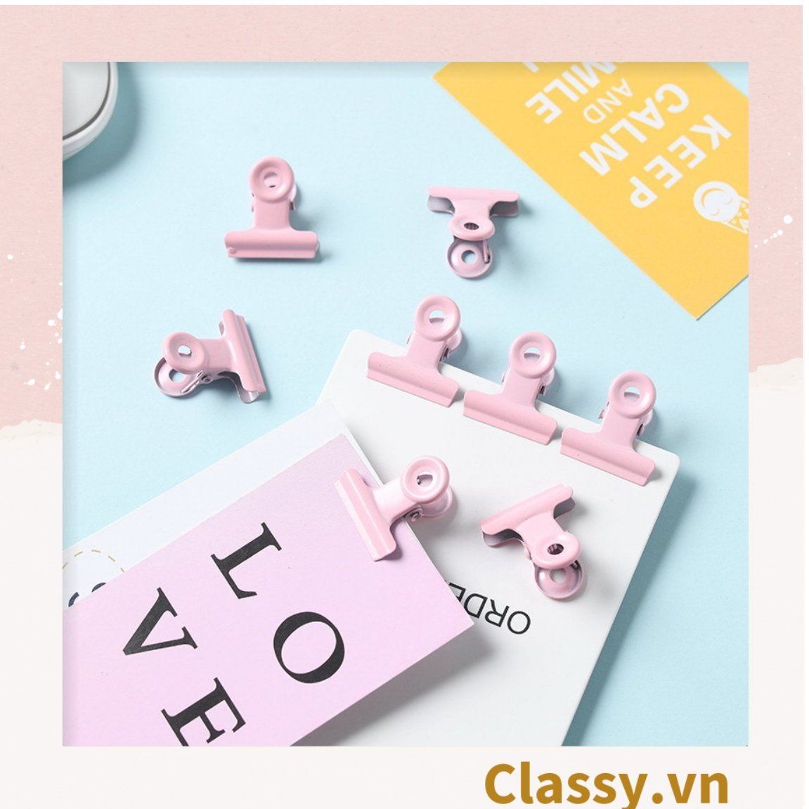  [GIAO HÀNG 7-25 NGÀY]  Classy Hộp kẹp giấy bằng thép không gỉ màu pastel PK1421 