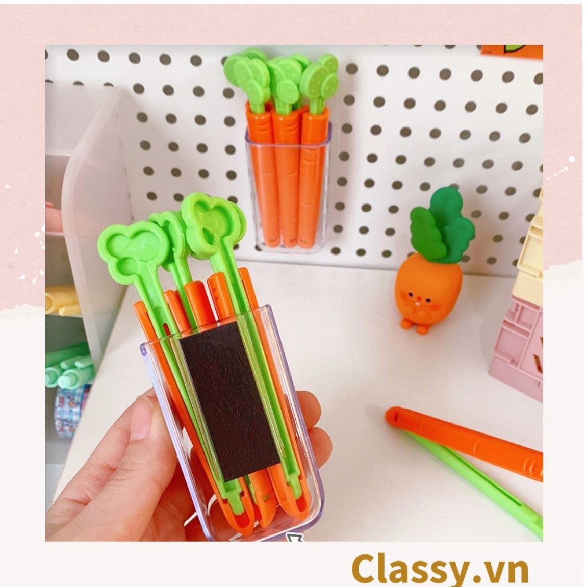 [GIAO HÀNG 7-25 NGÀY]  Classy Set 5 chiếc kẹp hàn miệng thực phẩm hình củ cà rốt tiện lợi PK1473 