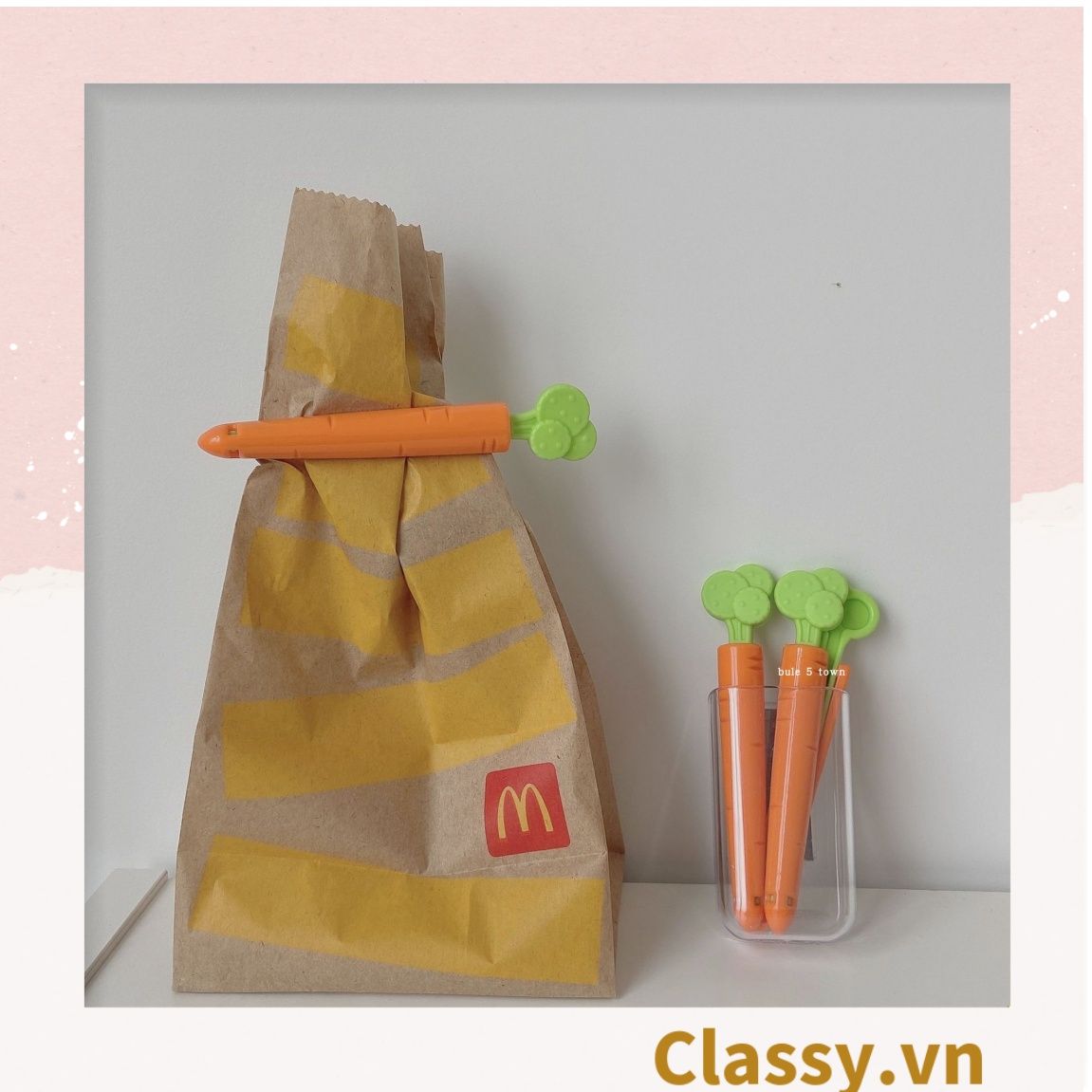  [GIAO HÀNG 7-25 NGÀY]  Classy Set 5 chiếc kẹp hàn miệng thực phẩm hình củ cà rốt tiện lợi PK1473 