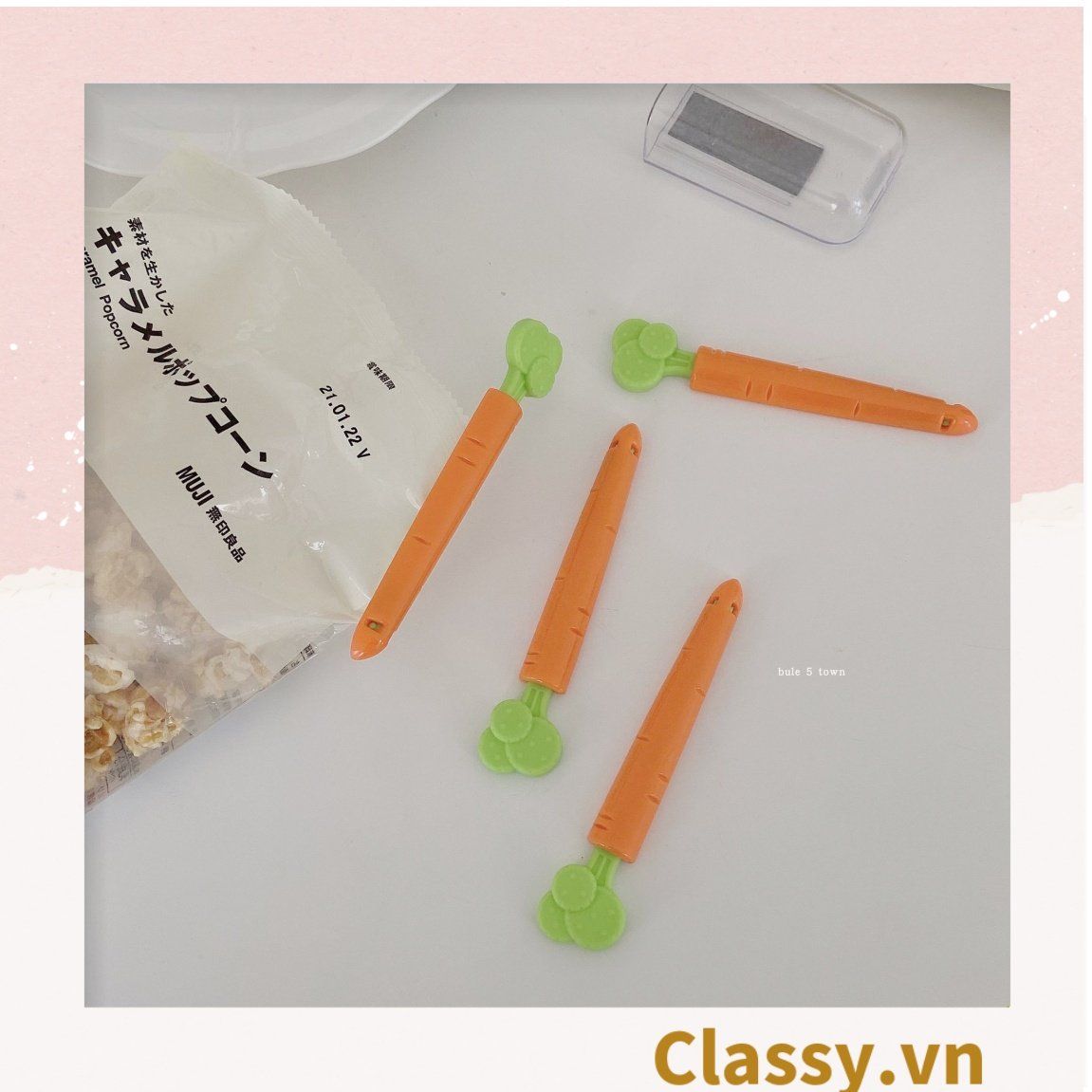  [GIAO HÀNG 7-25 NGÀY]  Classy Set 5 chiếc kẹp hàn miệng thực phẩm hình củ cà rốt tiện lợi PK1473 