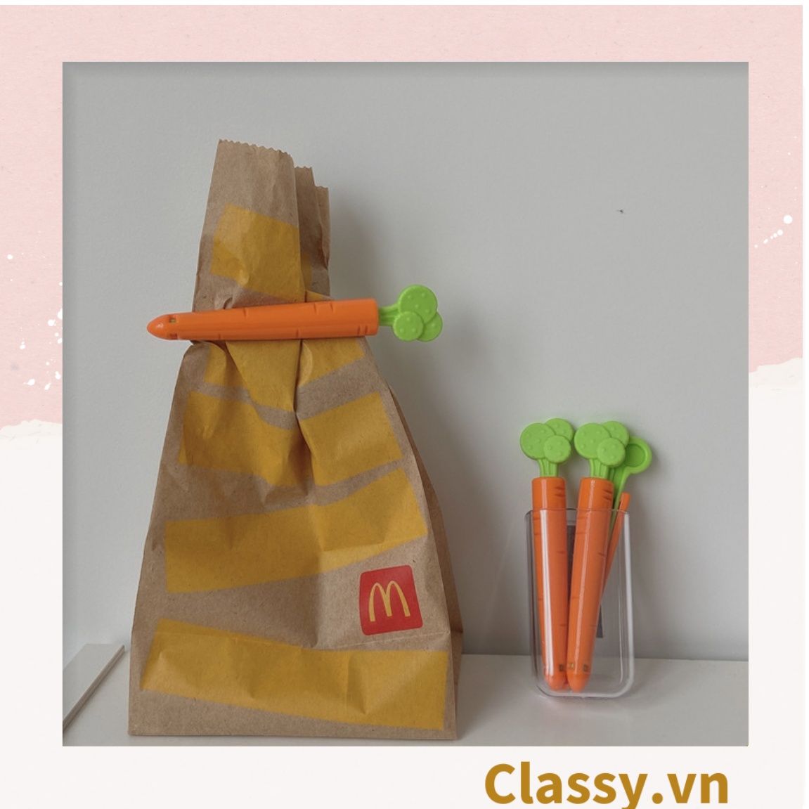  [GIAO HÀNG 7-25 NGÀY]  Classy Set 5 chiếc kẹp hàn miệng thực phẩm hình củ cà rốt tiện lợi PK1473 