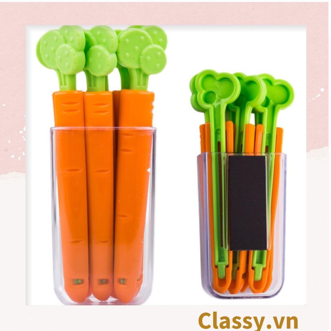  [GIAO HÀNG 7-25 NGÀY]  Classy Set 5 chiếc kẹp hàn miệng thực phẩm hình củ cà rốt tiện lợi PK1473 