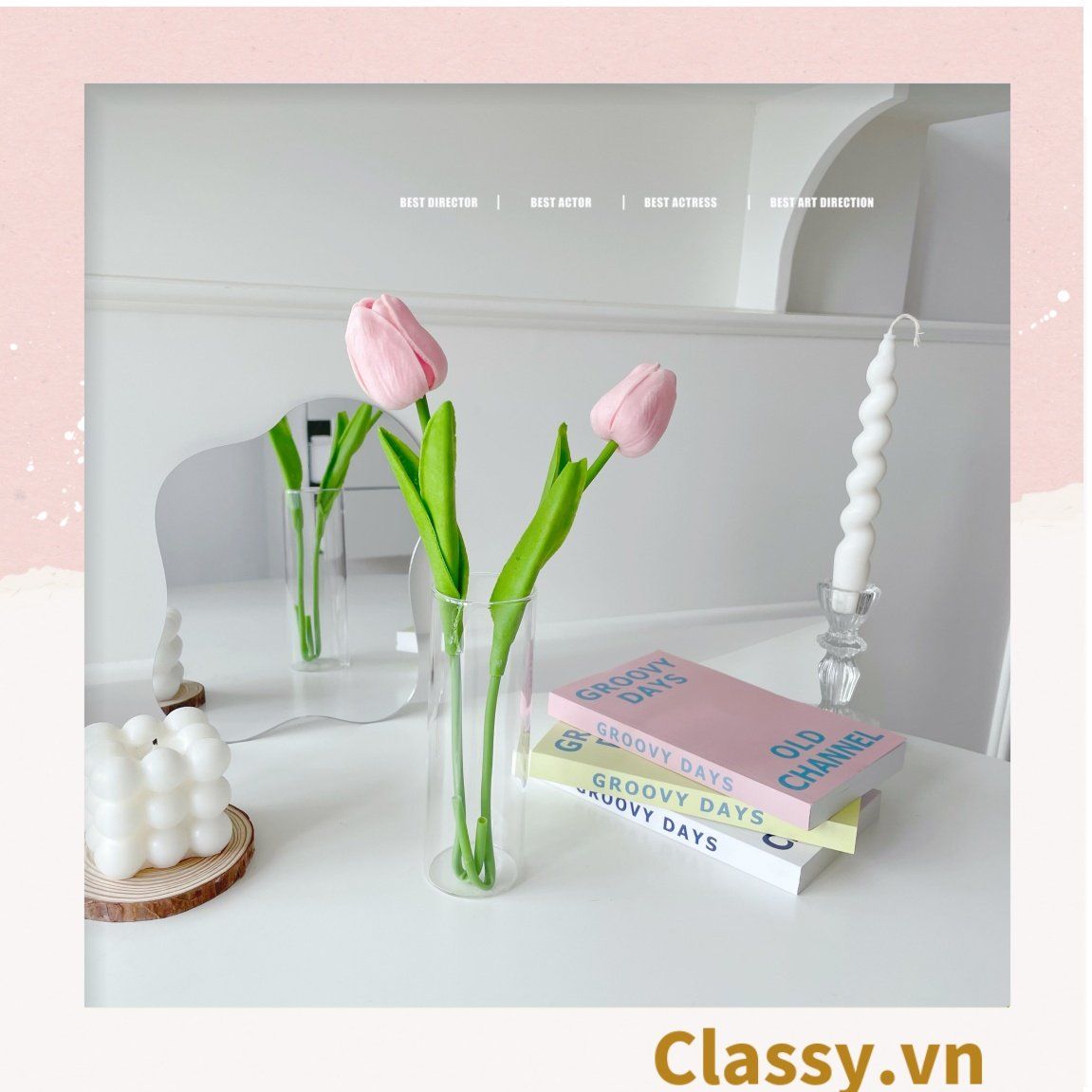  Classy Bông tulip bằng vải, làm đạo cụ chụp hình, trang trí nhà cửa PK1474 